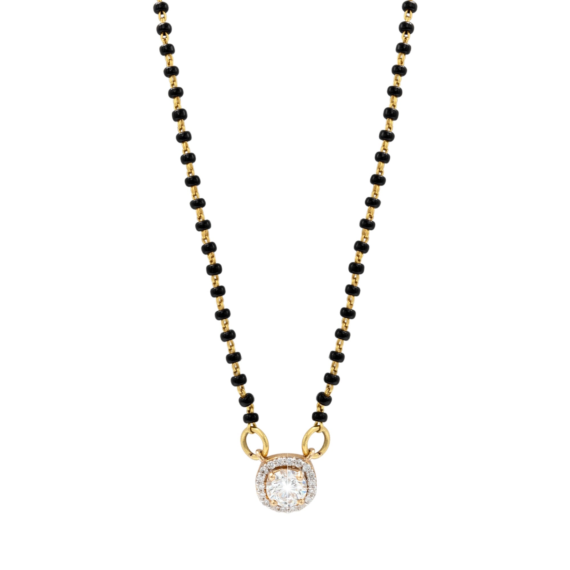 Elegant Solitaire Diamond Mangalsutra – Gold-Plated Minimal Daily Wear by Nivora Jewel