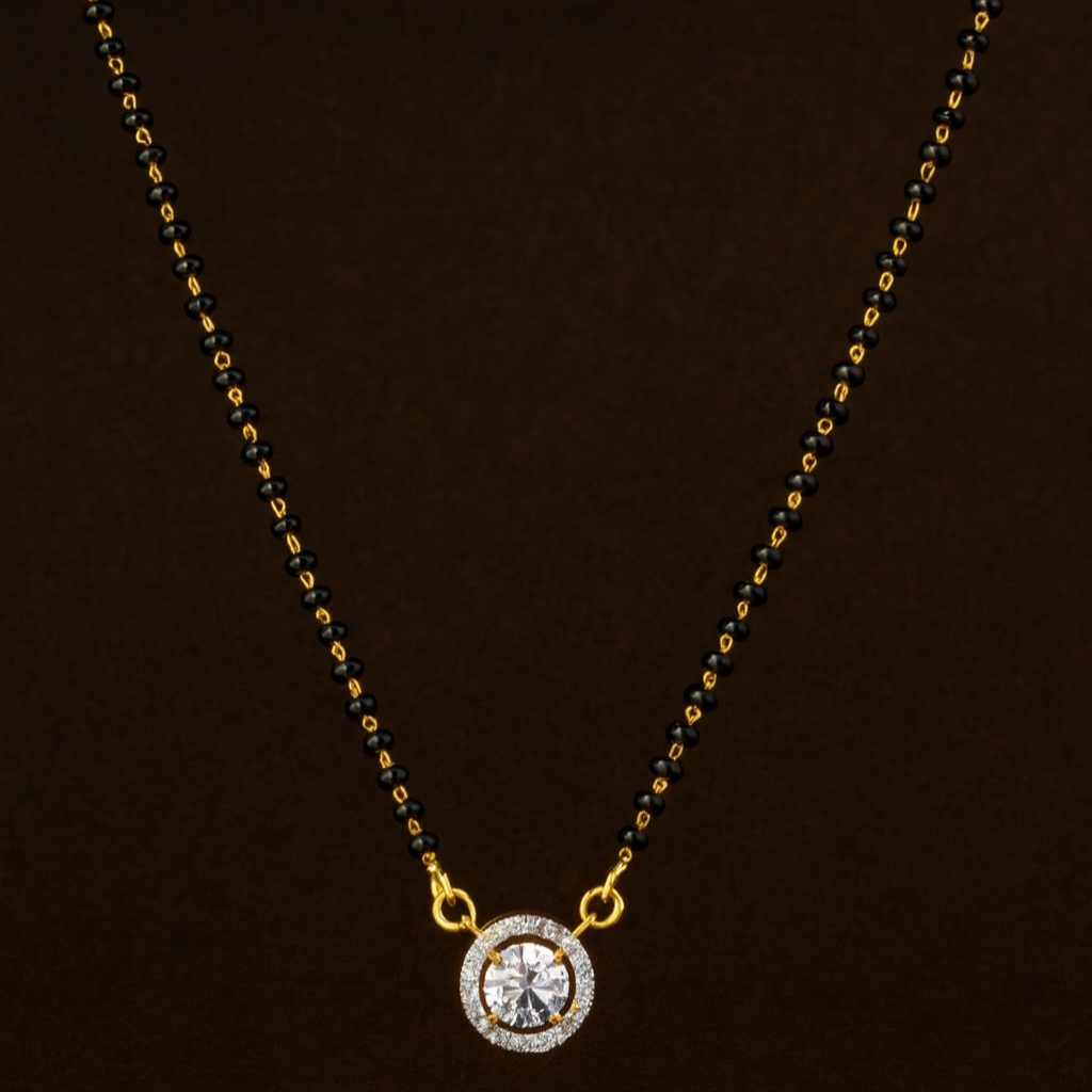 Elegant Solitaire Diamond Mangalsutra – Gold-Plated Minimal Daily Wear by Nivora Jewel