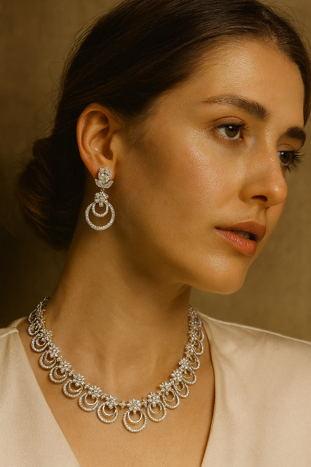 Diamond Symphony Necklace Set – Luxe Circle Elegance by Nivora Jewel