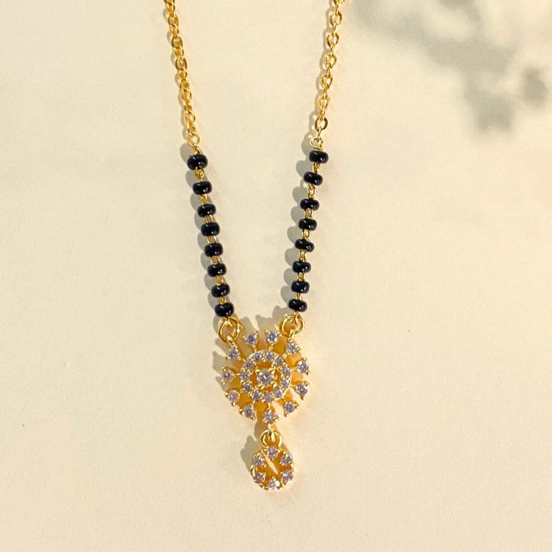 Divine Radiance Mangalsutra – Floral CZ Pendant by Nivora Jewel