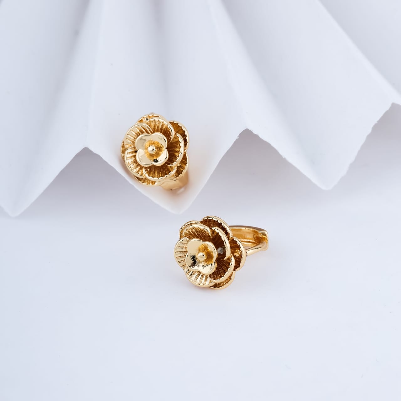 Regalia Bloom Gold Floral Stud Earrings