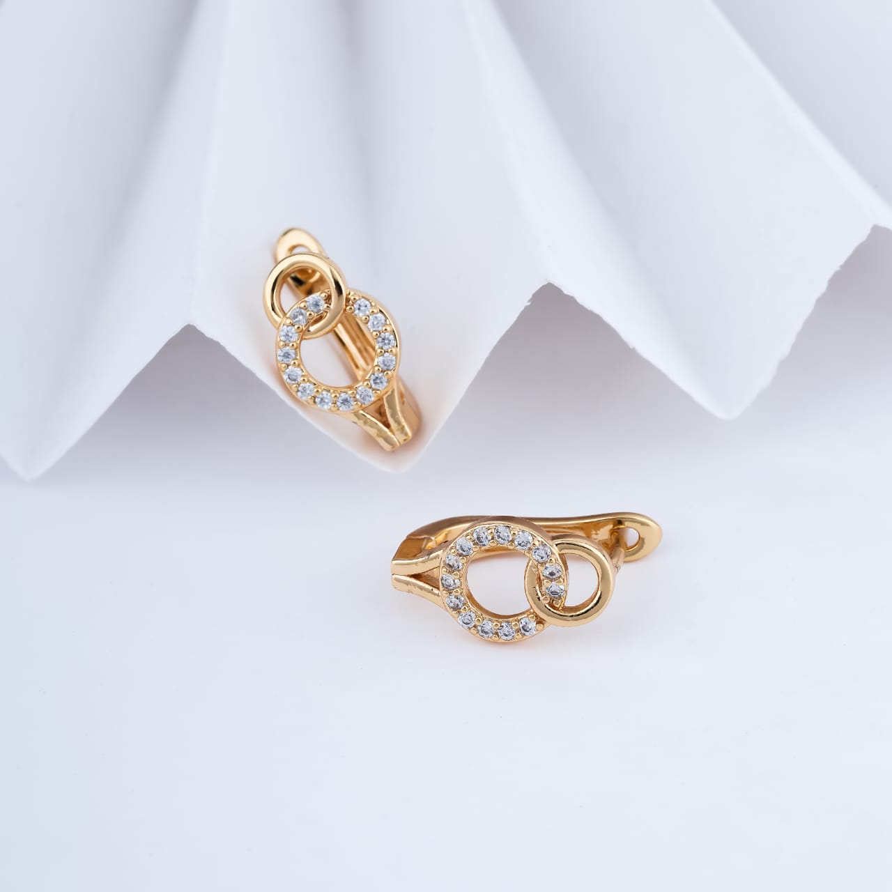 Celeste Halo Drop Gold Huggie Earrings