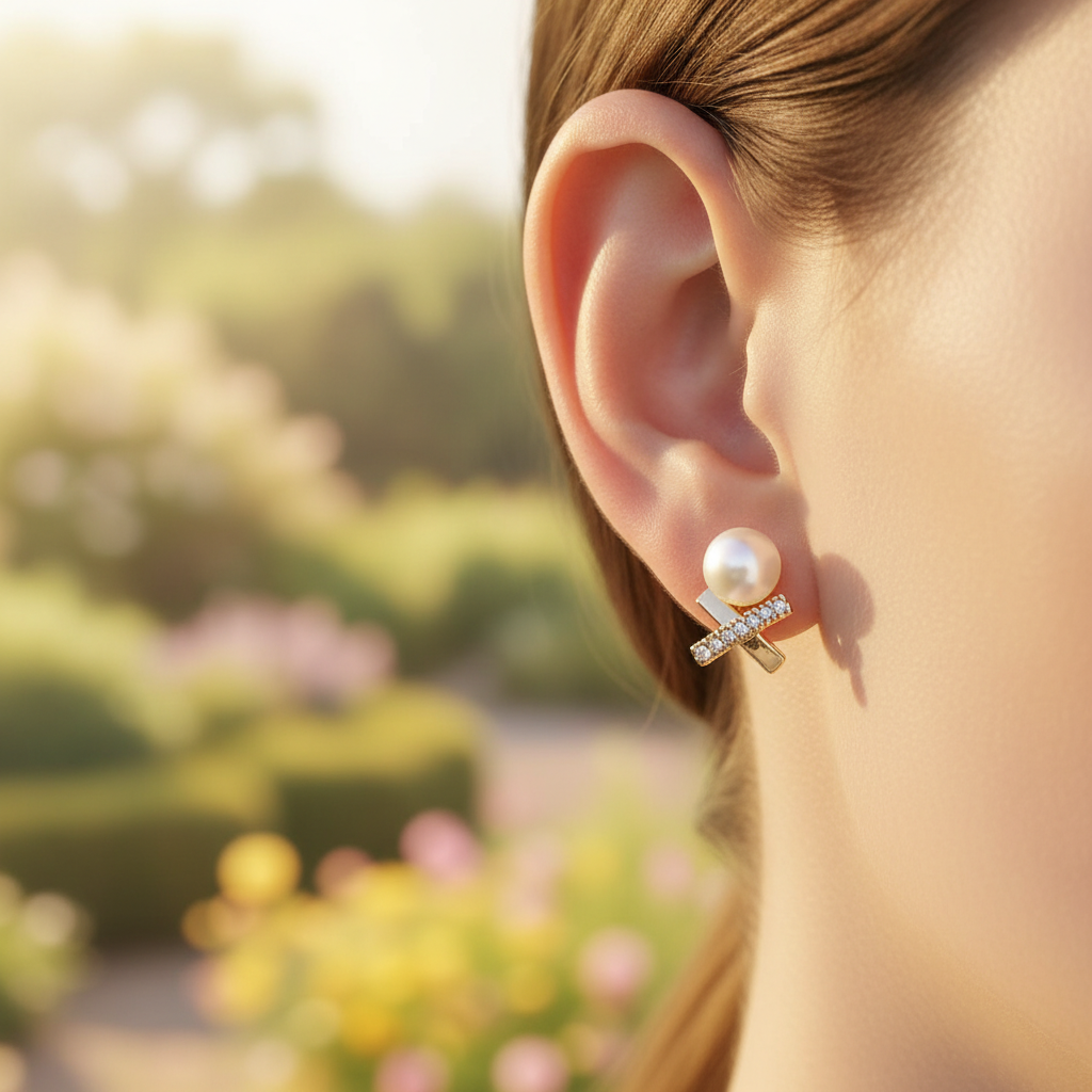 Pearl Luxe Cross Stud Earrings