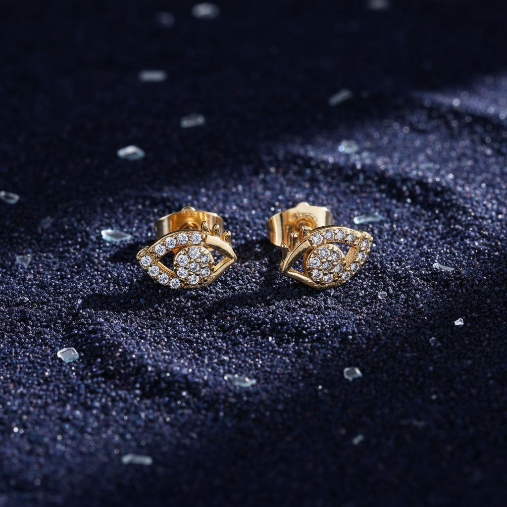 Evil Eye Crystal Stud Earrings