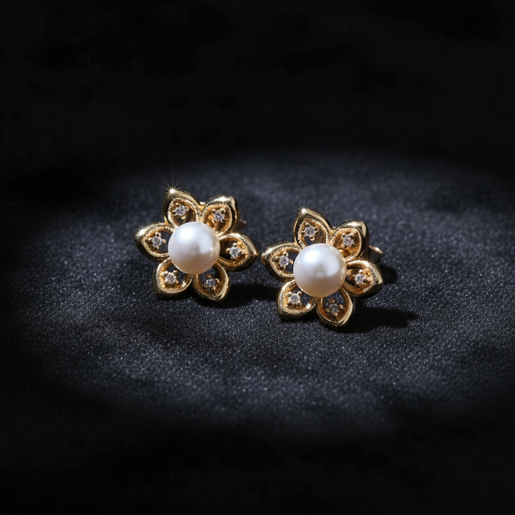Pearl Bloom Stud Earrings