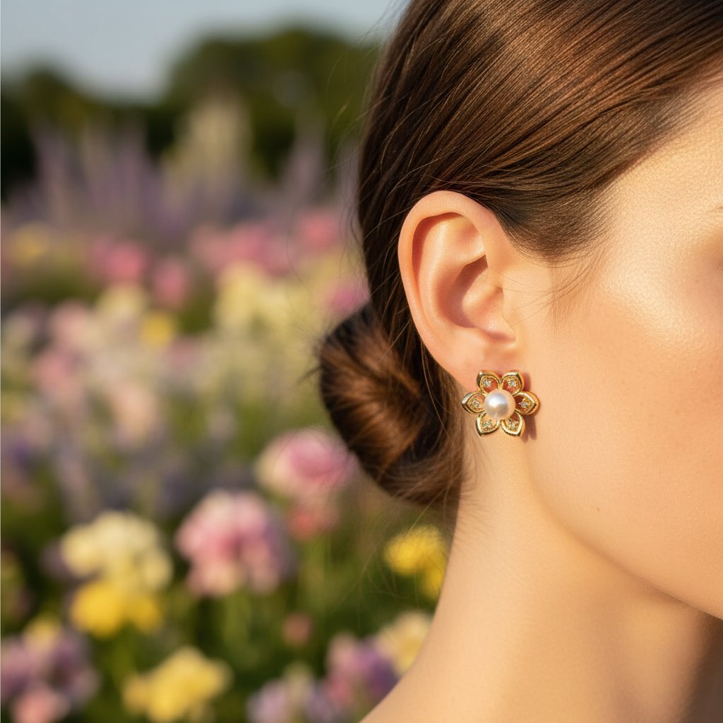 Pearl Bloom Stud Earrings