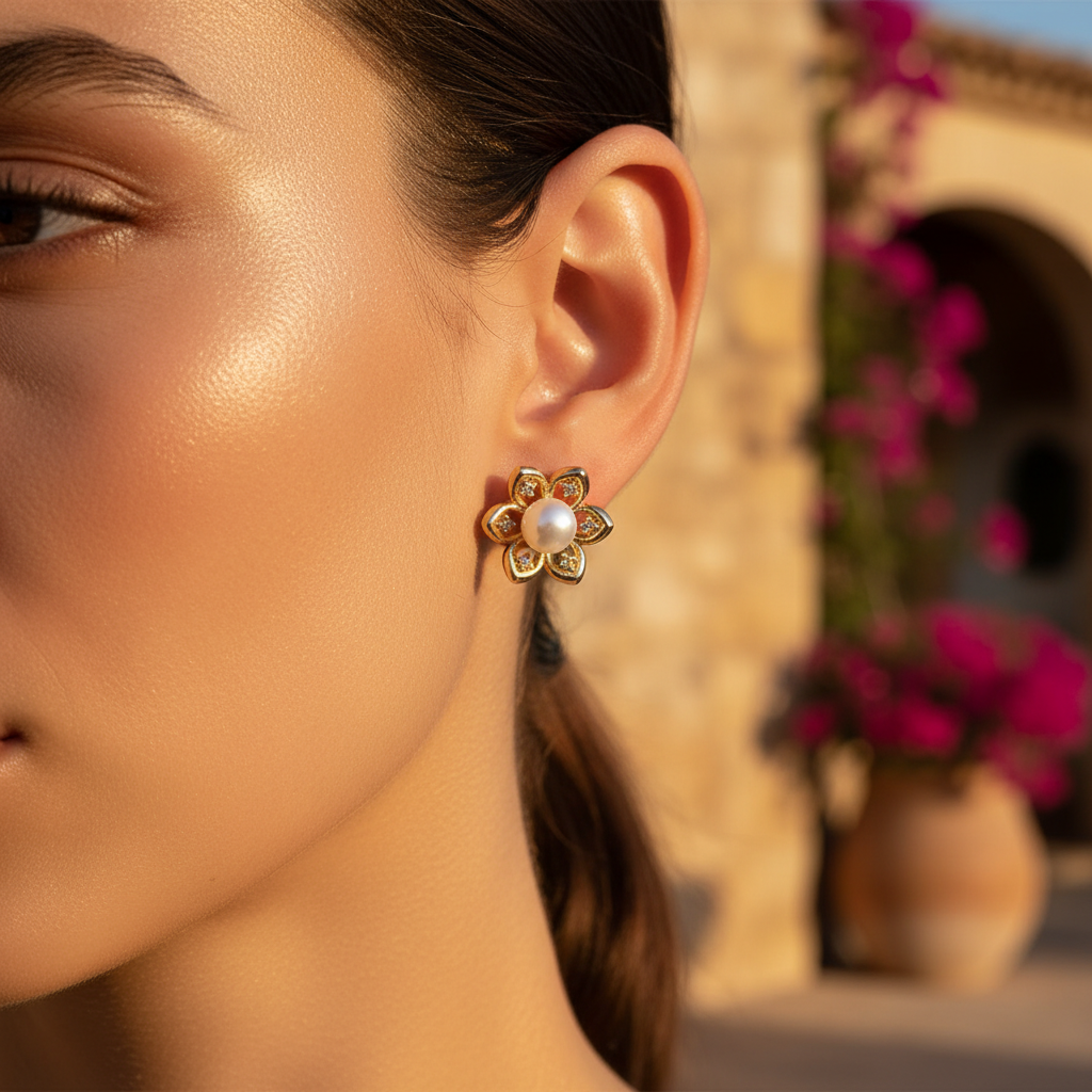 Pearl Bloom Stud Earrings