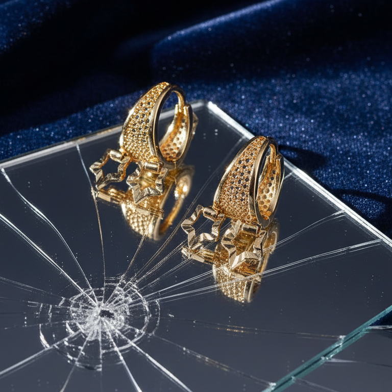 Celeste Star Charm Gold Huggie Earrings