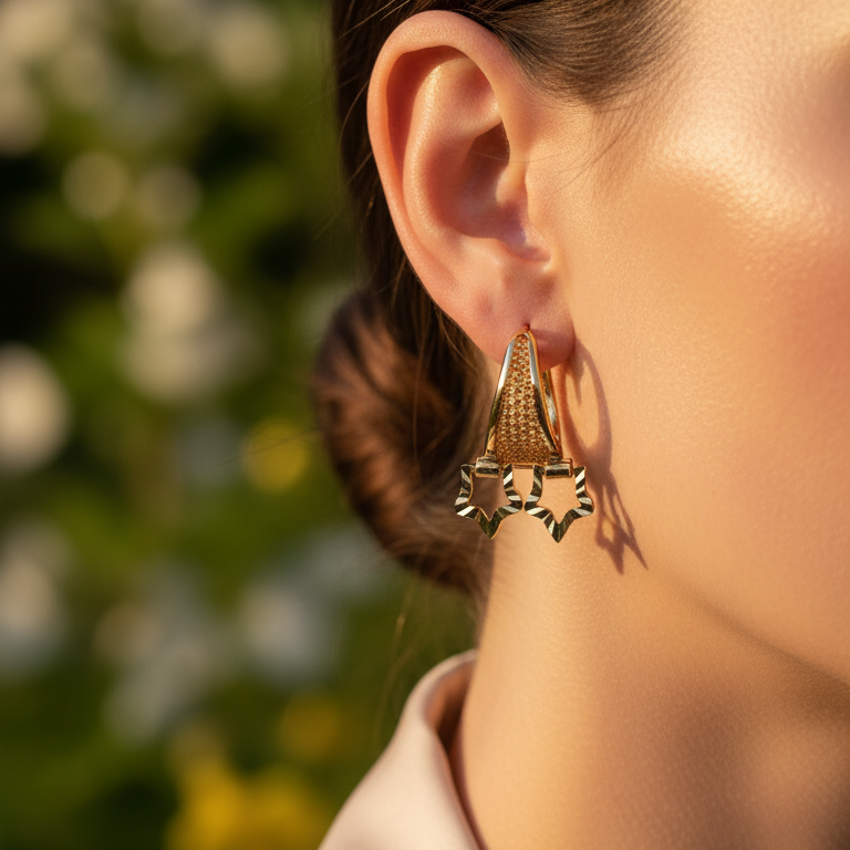 Celeste Star Charm Gold Huggie Earrings