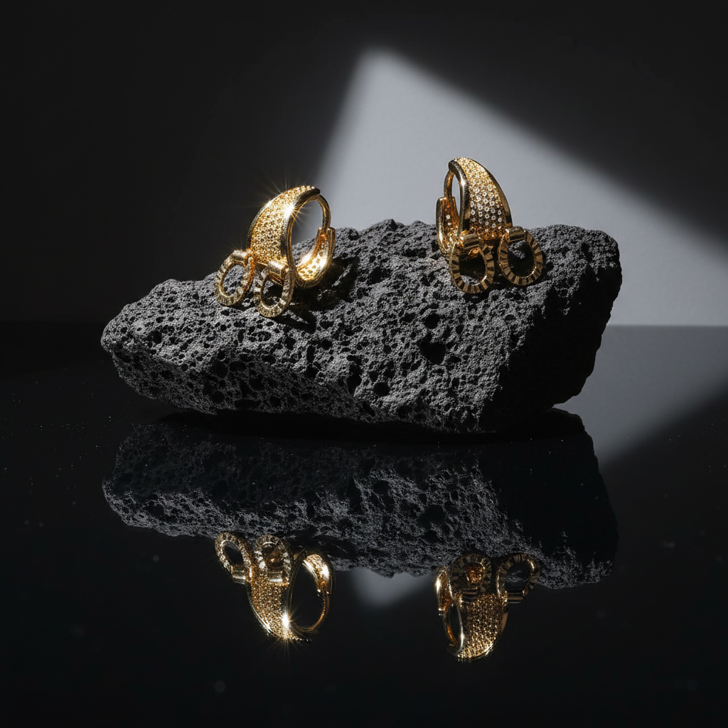 Celeste Double Oval Gold Hoop Earrings