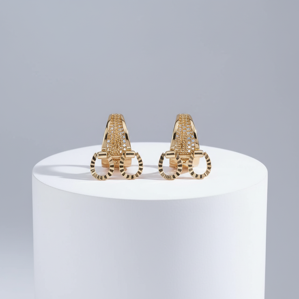 Celeste Double Oval Gold Hoop Earrings