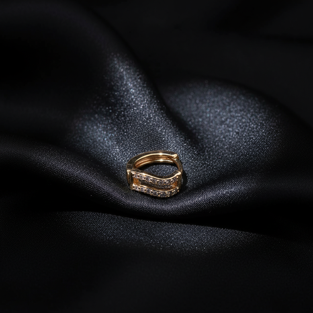 Aurelia Crystal Curve Gold Huggie Earrings