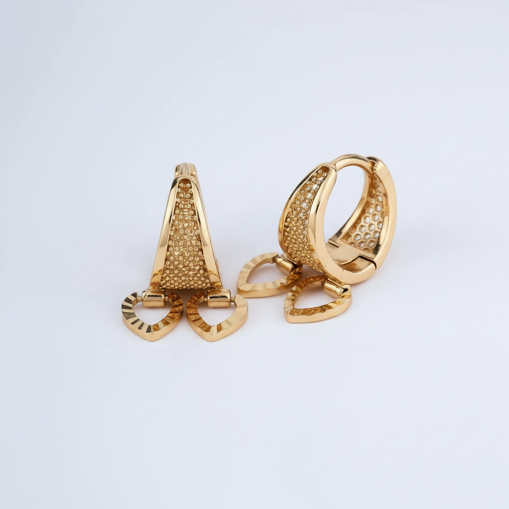 Luna Double Heart Gold Huggie Earrings