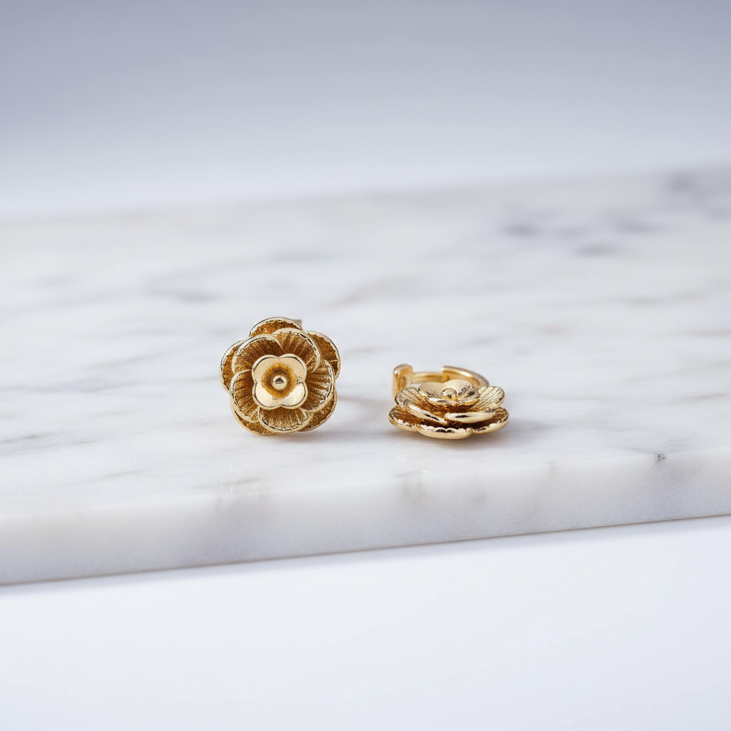 Regalia Bloom Gold Floral Stud Earrings