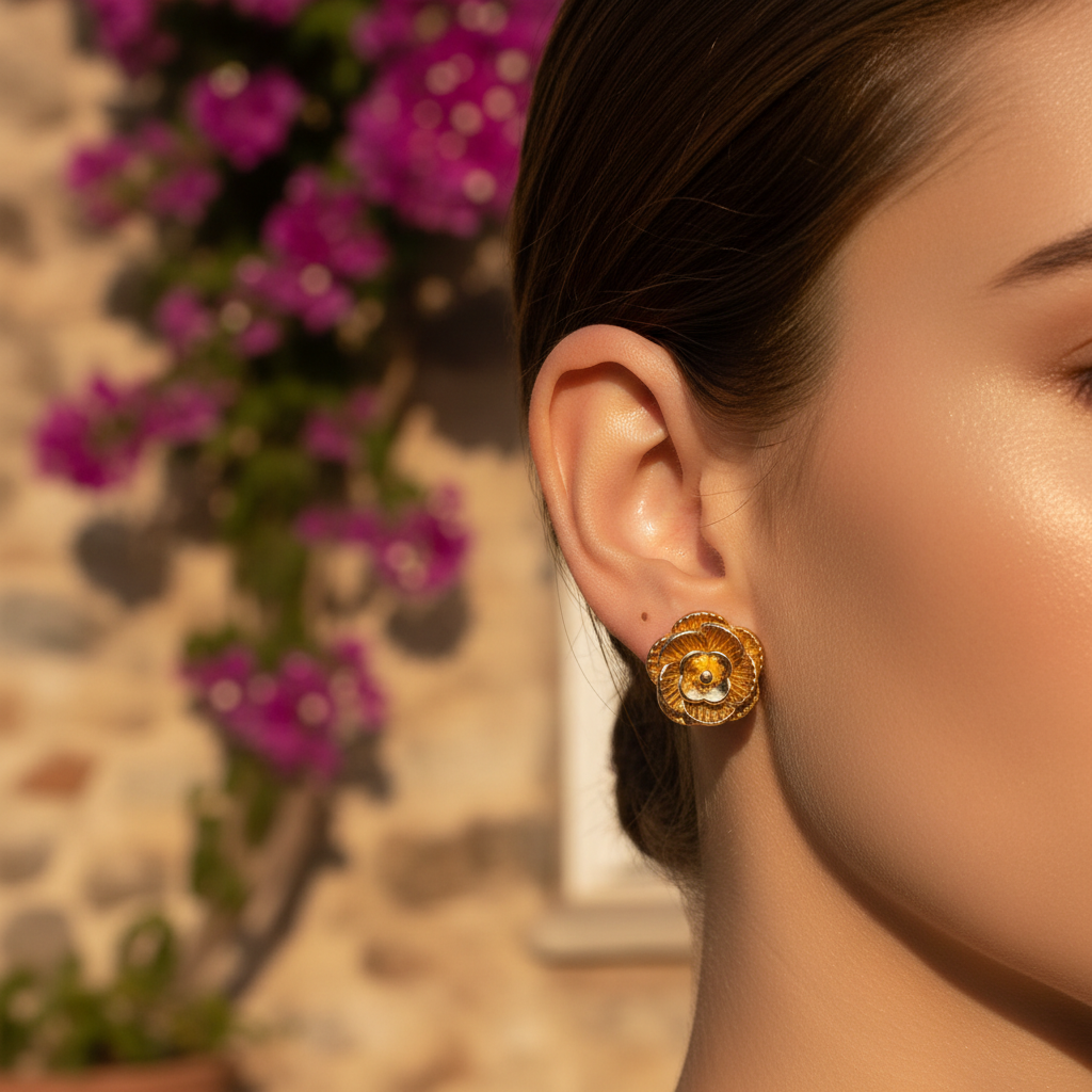 Regalia Bloom Gold Floral Stud Earrings