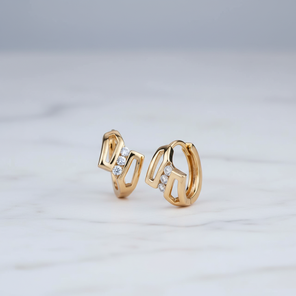 Viera Crystal Edge Gold Huggie Earrings