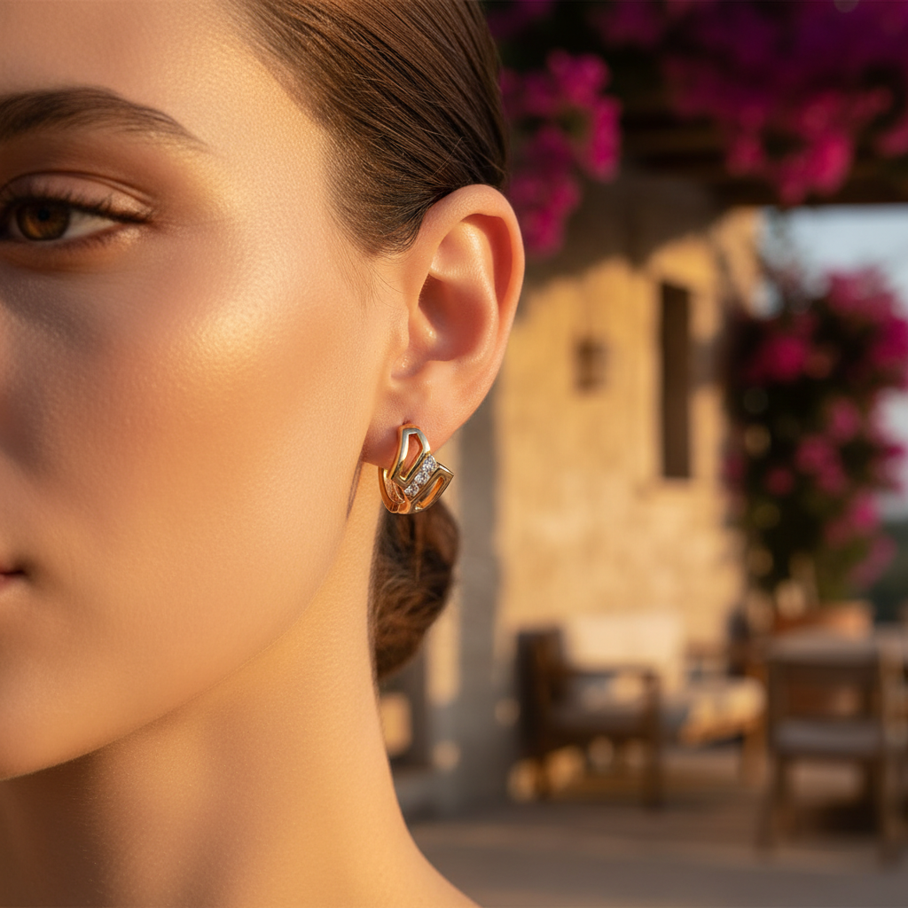 Viera Crystal Edge Gold Huggie Earrings