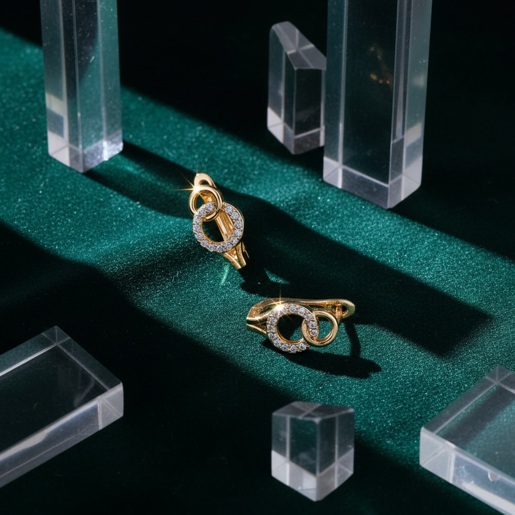 Celeste Halo Drop Gold Huggie Earrings