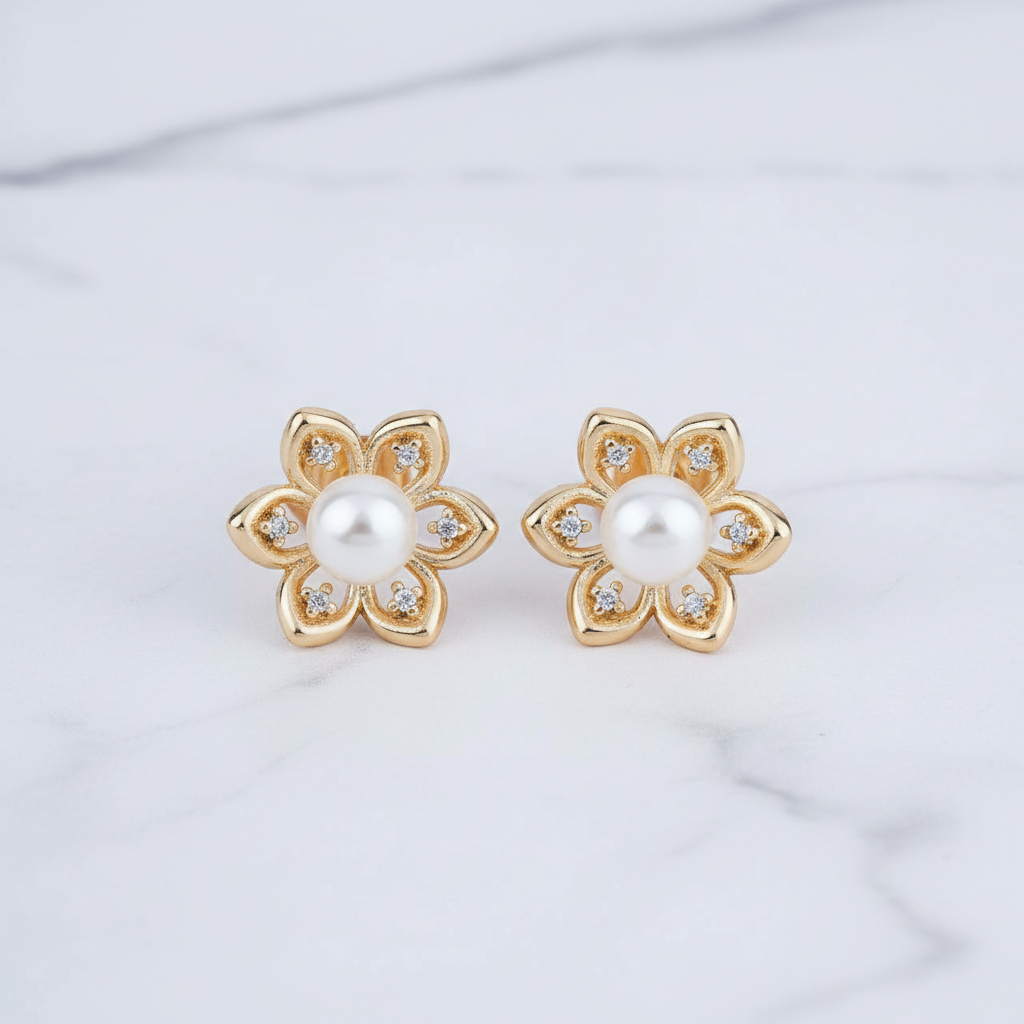 Pearl Bloom Stud Earrings