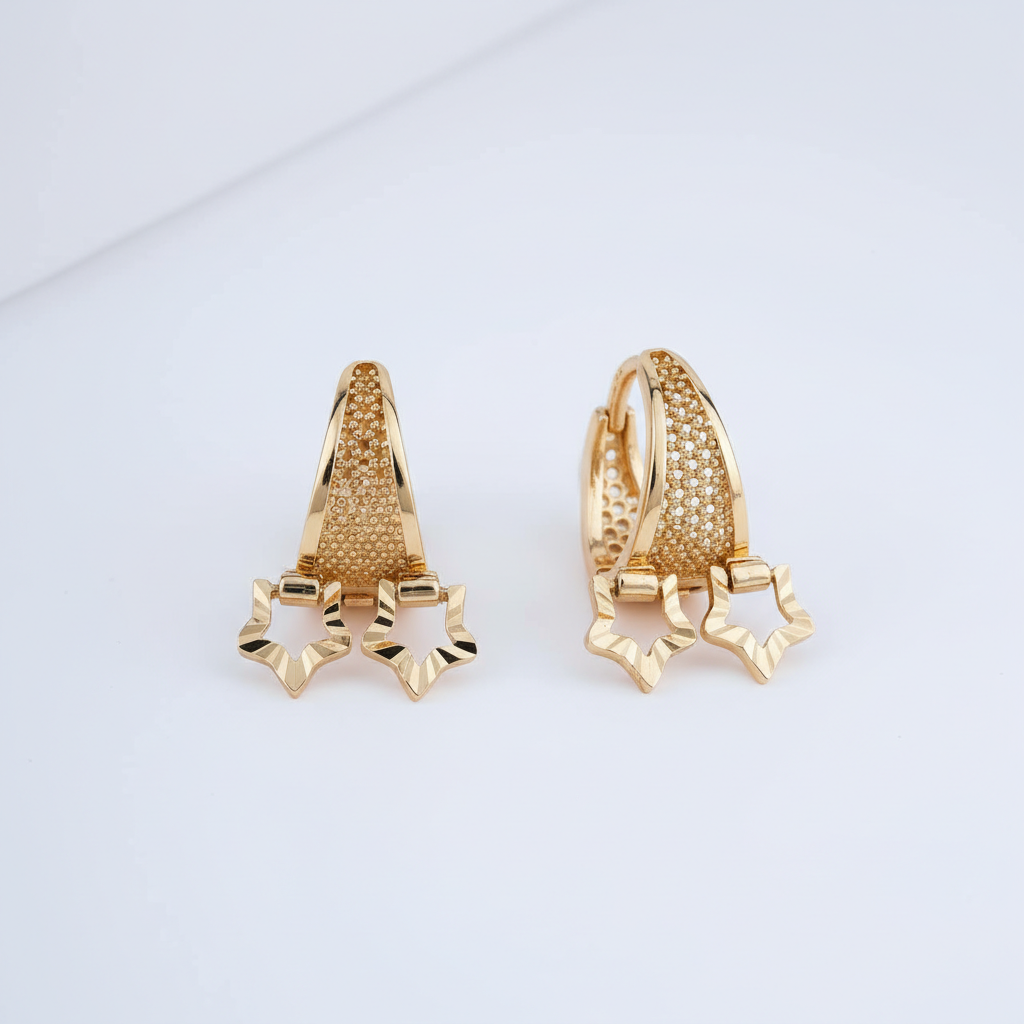 Celeste Star Charm Gold Huggie Earrings