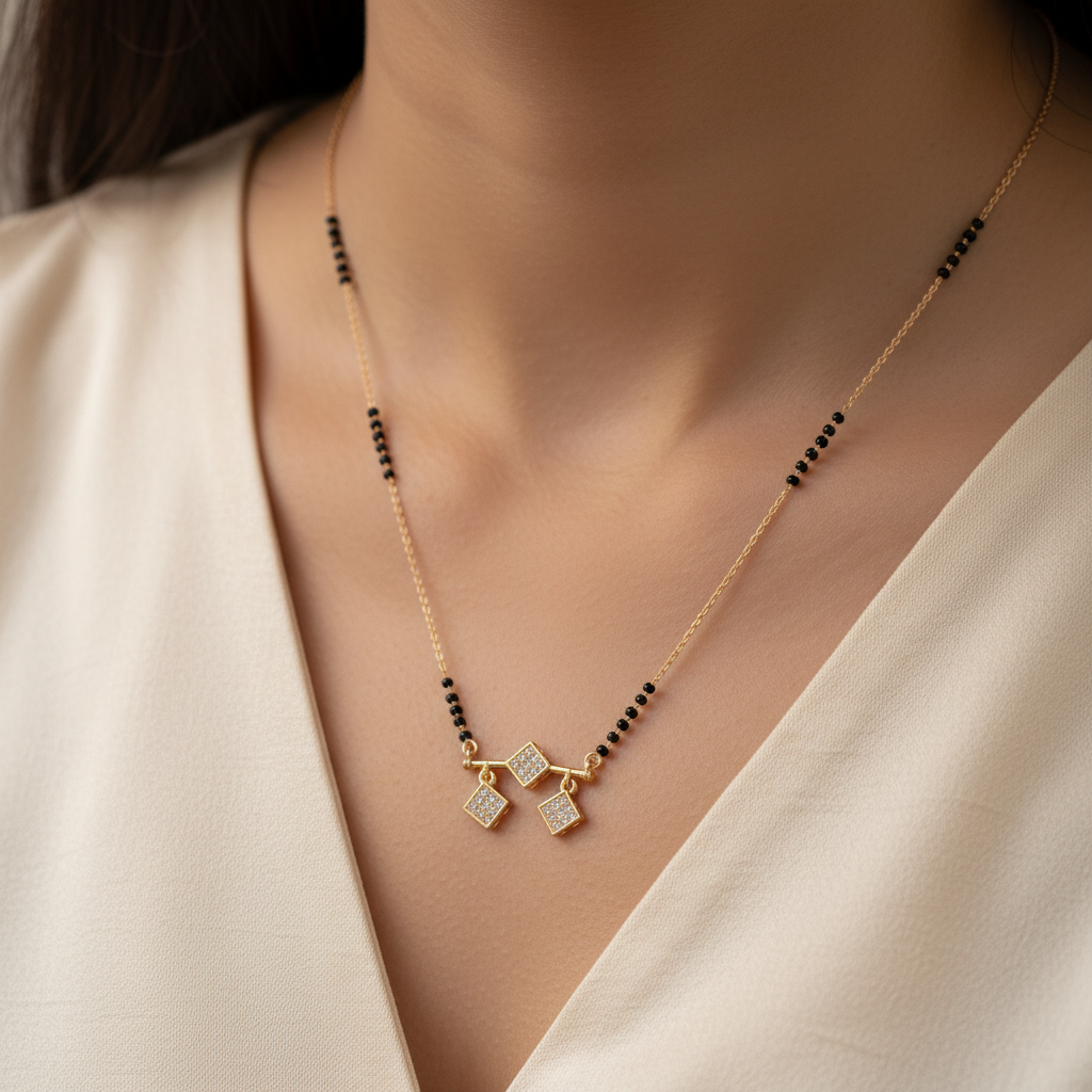 Trio Square CZ Mangalsutra