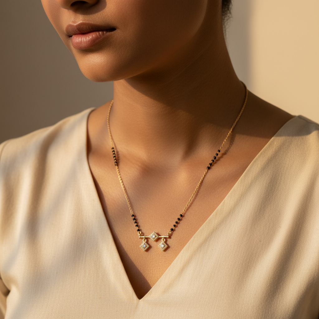 Trio Square Diamond-Style Mangalsutra