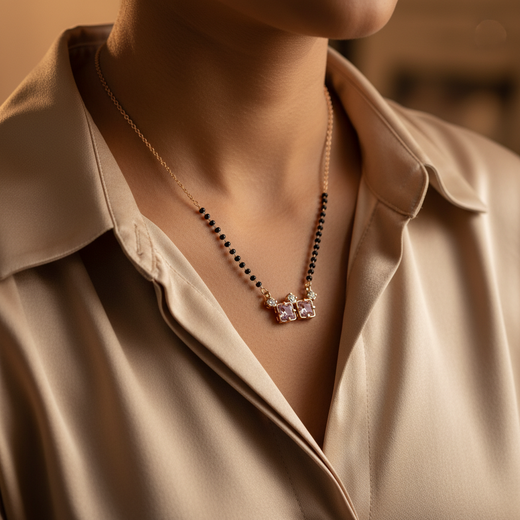 Blush Square Stone Mangalsutra