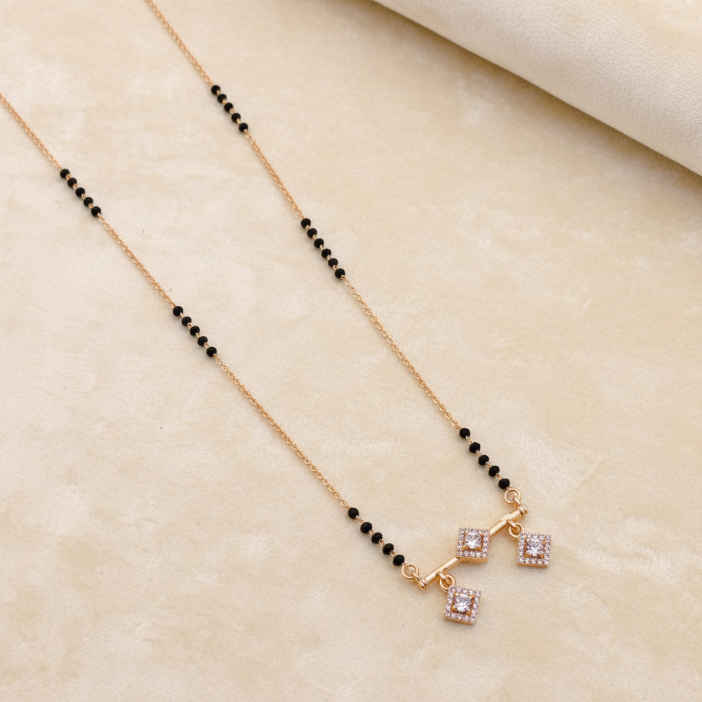 Trio Square Diamond-Style Mangalsutra
