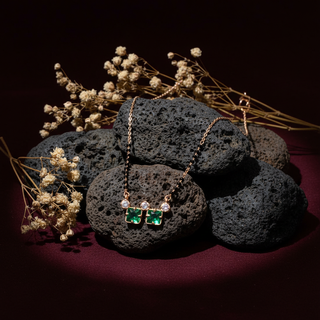 Emerald Twin Stone Mangalsutra