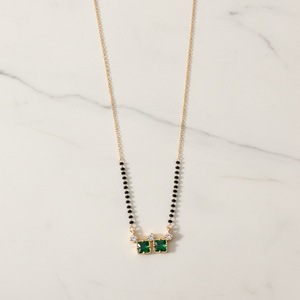 Emerald Twin Stone Mangalsutra