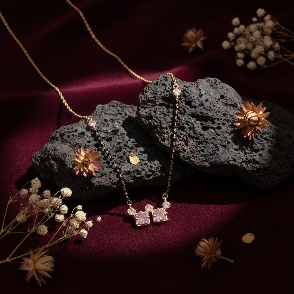 Blush Square Stone Mangalsutra