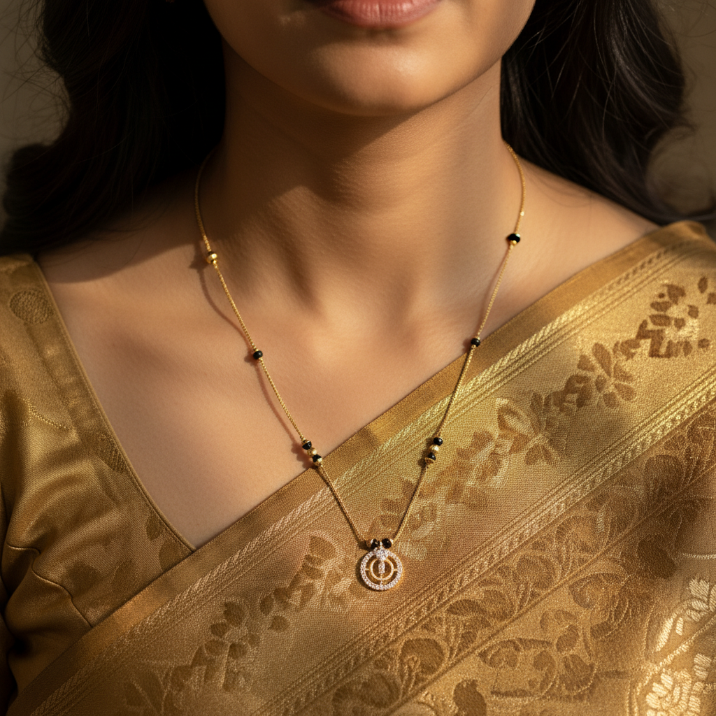 Radiant Aura Gold Plated Dual Ring Mangalsutra