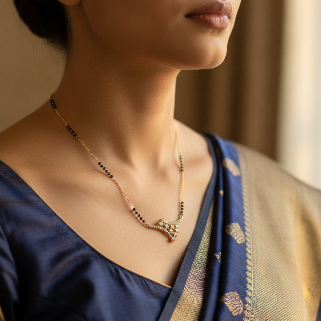 Royal Bloom Gold Plated CZ Mangalsutra