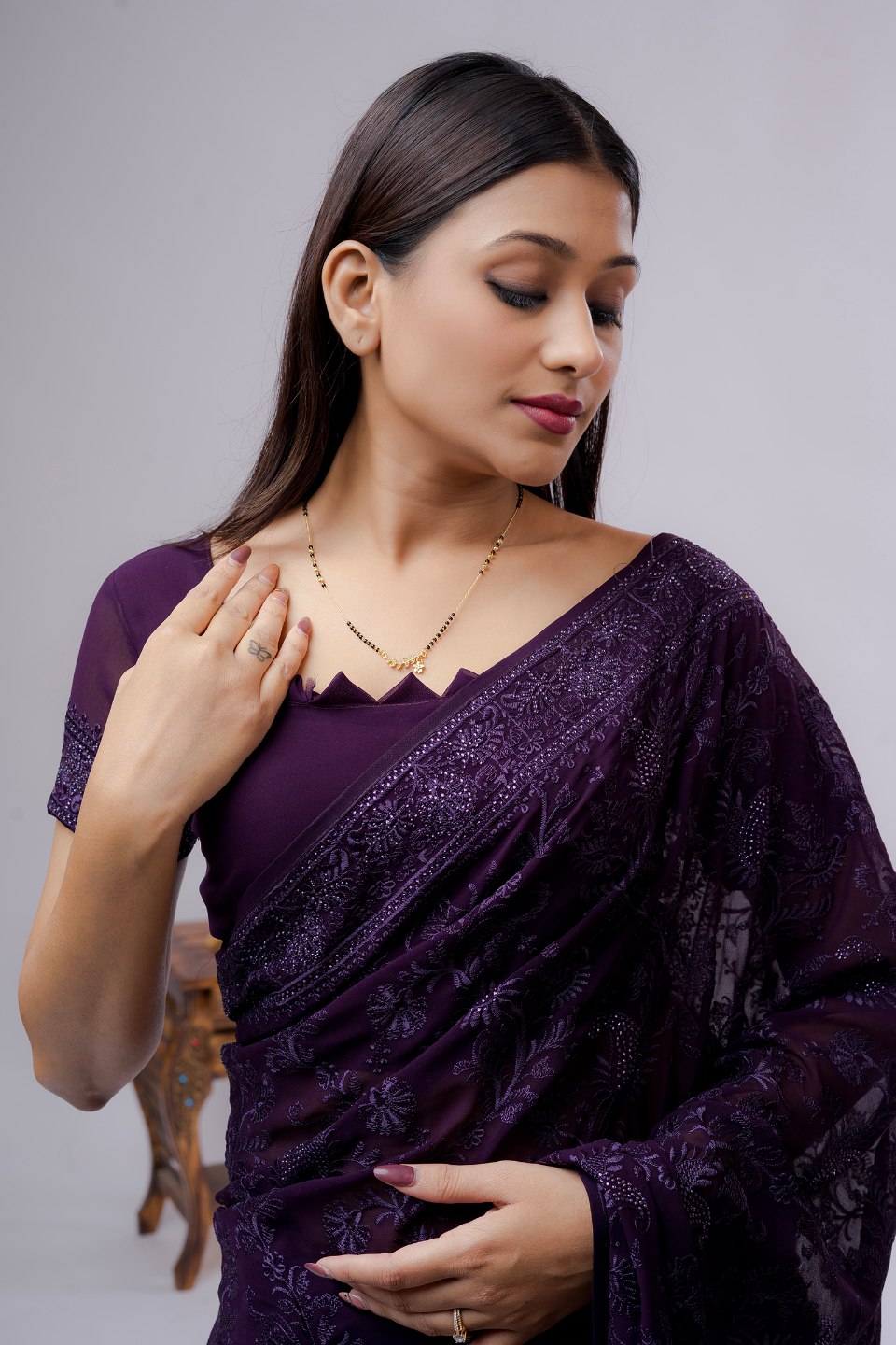 Elegant Gold-Plated Diamond Mangalsutra for Women – Floral Leaf Design