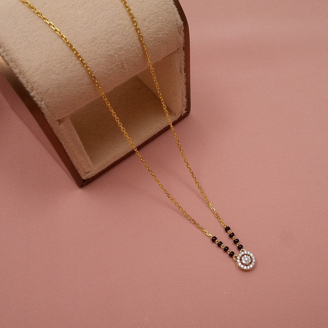 Elegant Gold-Plated Diamond Mangalsutra – Daily Wear Minimal Design by Nivora Jewel
