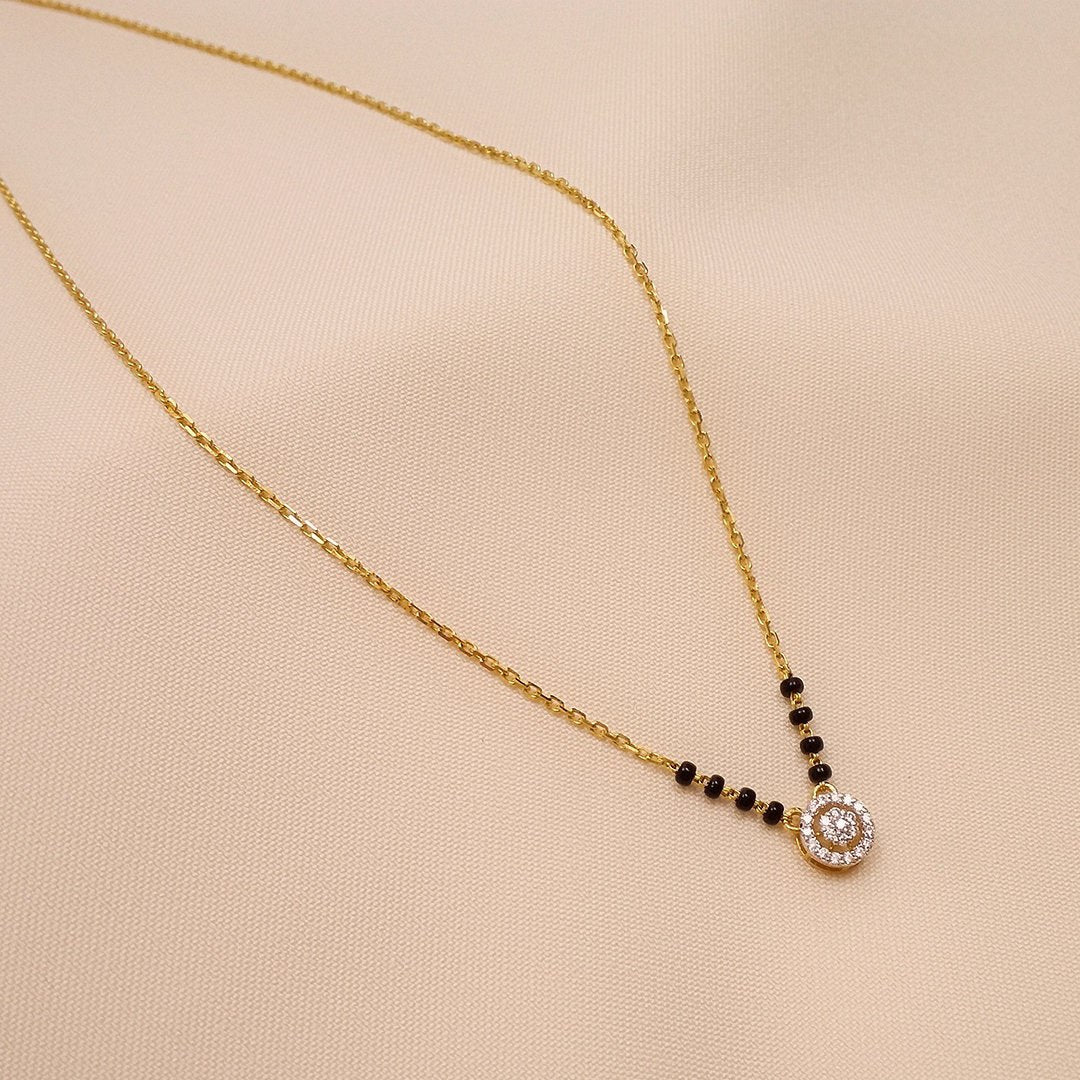 Elegant Gold-Plated Diamond Mangalsutra – Daily Wear Minimal Design by Nivora Jewel