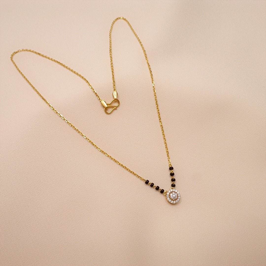 Elegant Gold-Plated Diamond Mangalsutra – Daily Wear Minimal Design by Nivora Jewel