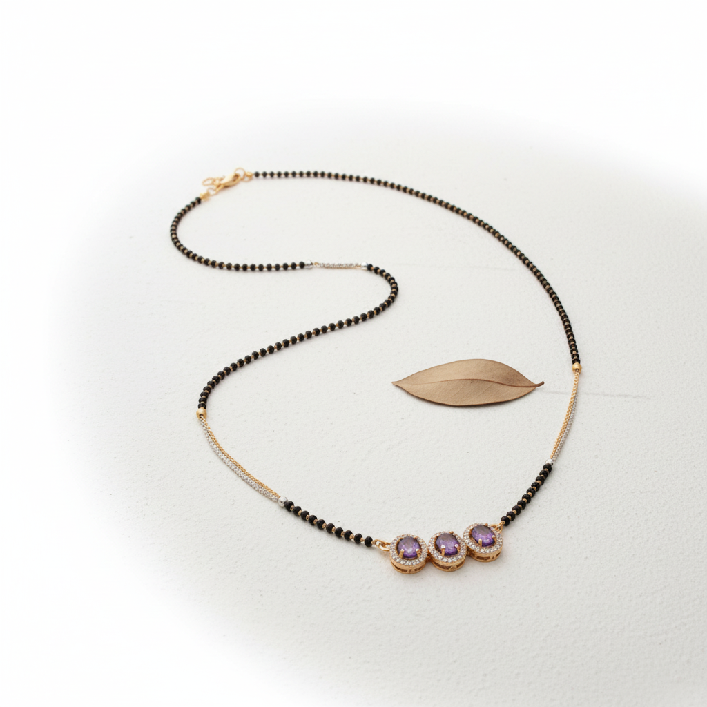 Royal Triple Amethyst Stone Mangalsutra