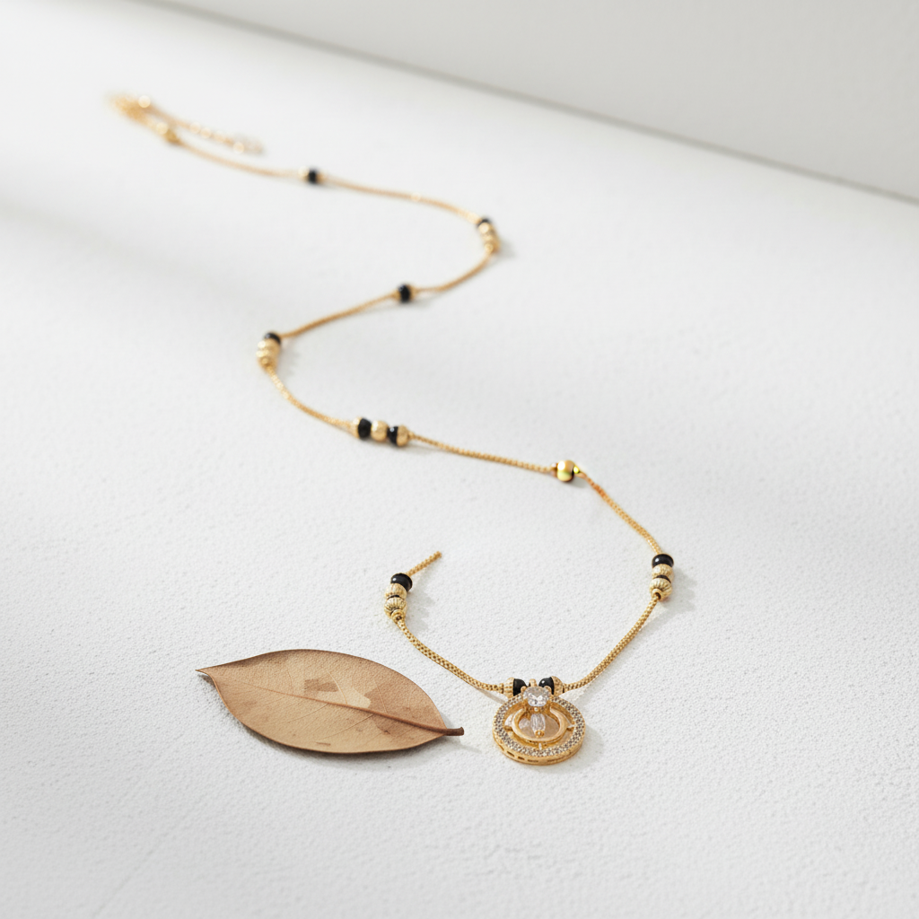 Radiant Aura Gold Plated Dual Ring Mangalsutra