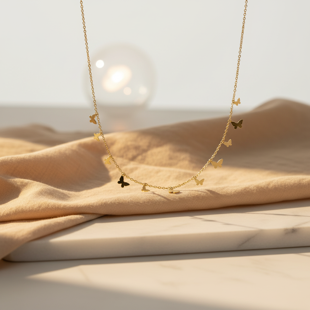 Golden Flutter Necklace – Minimal Butterfly Chain
