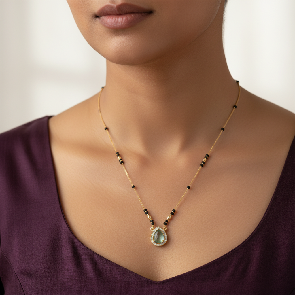 Aarvi Green Drop CZ Mangalsutra