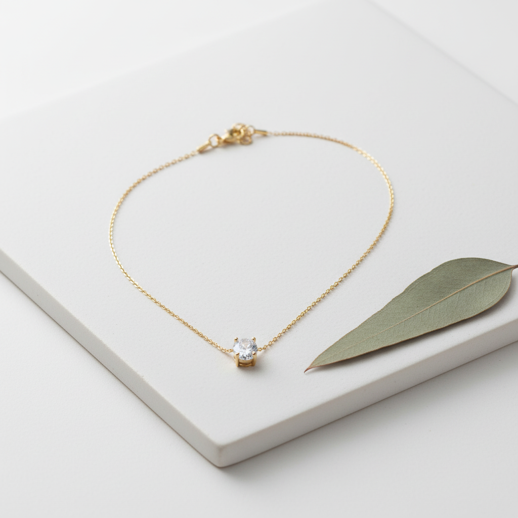 Minimal Gold Solitaire Necklace