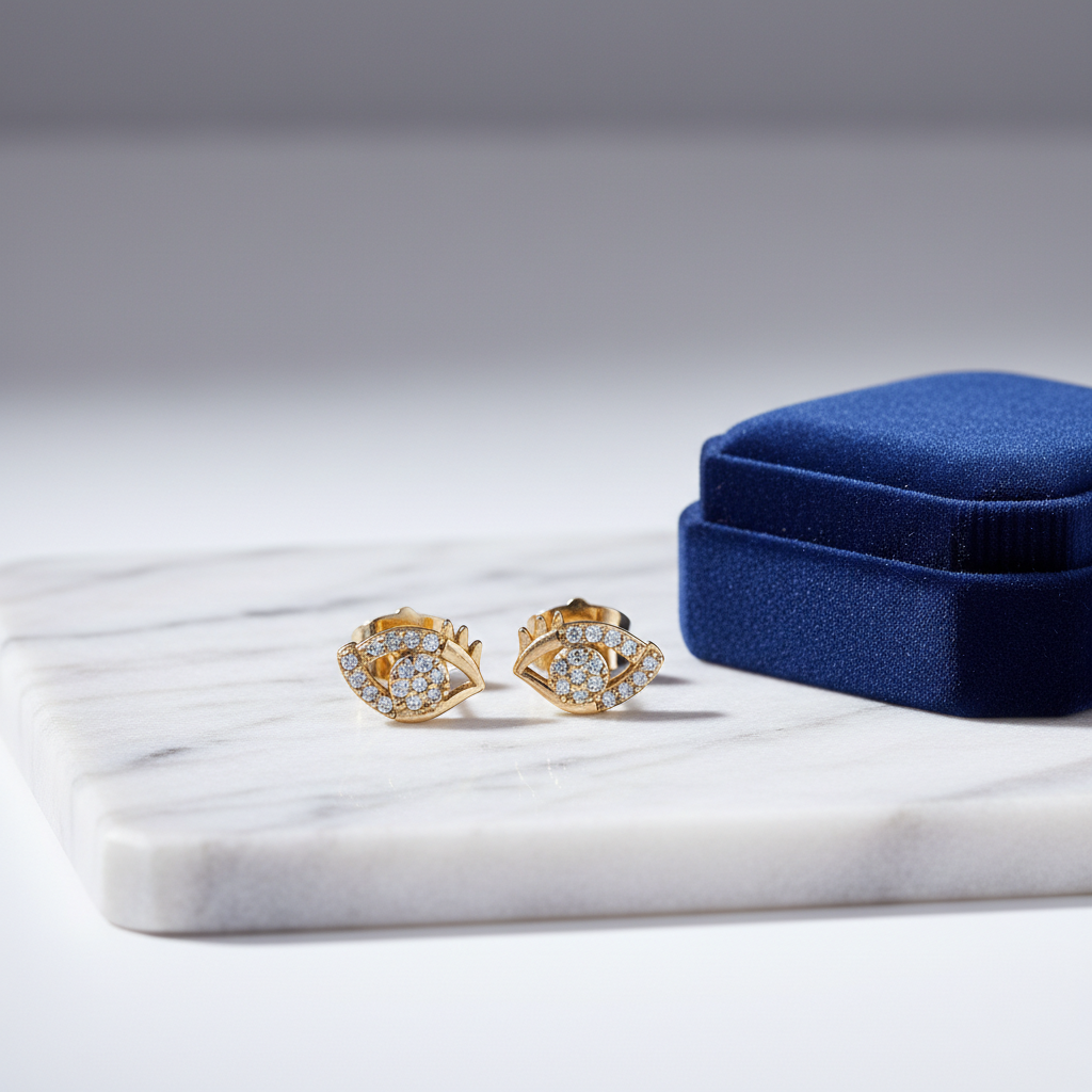 Evil Eye Crystal Stud Earrings