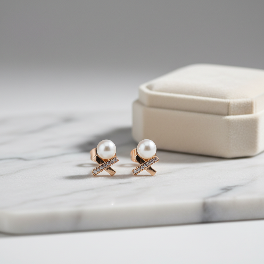 Pearl Luxe Cross Stud Earrings