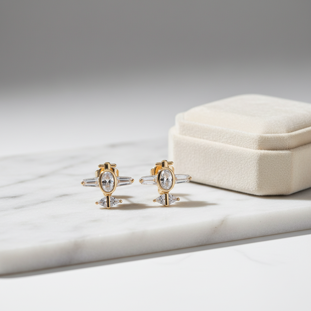 Radiant Starburst Crystal Stud Earrings