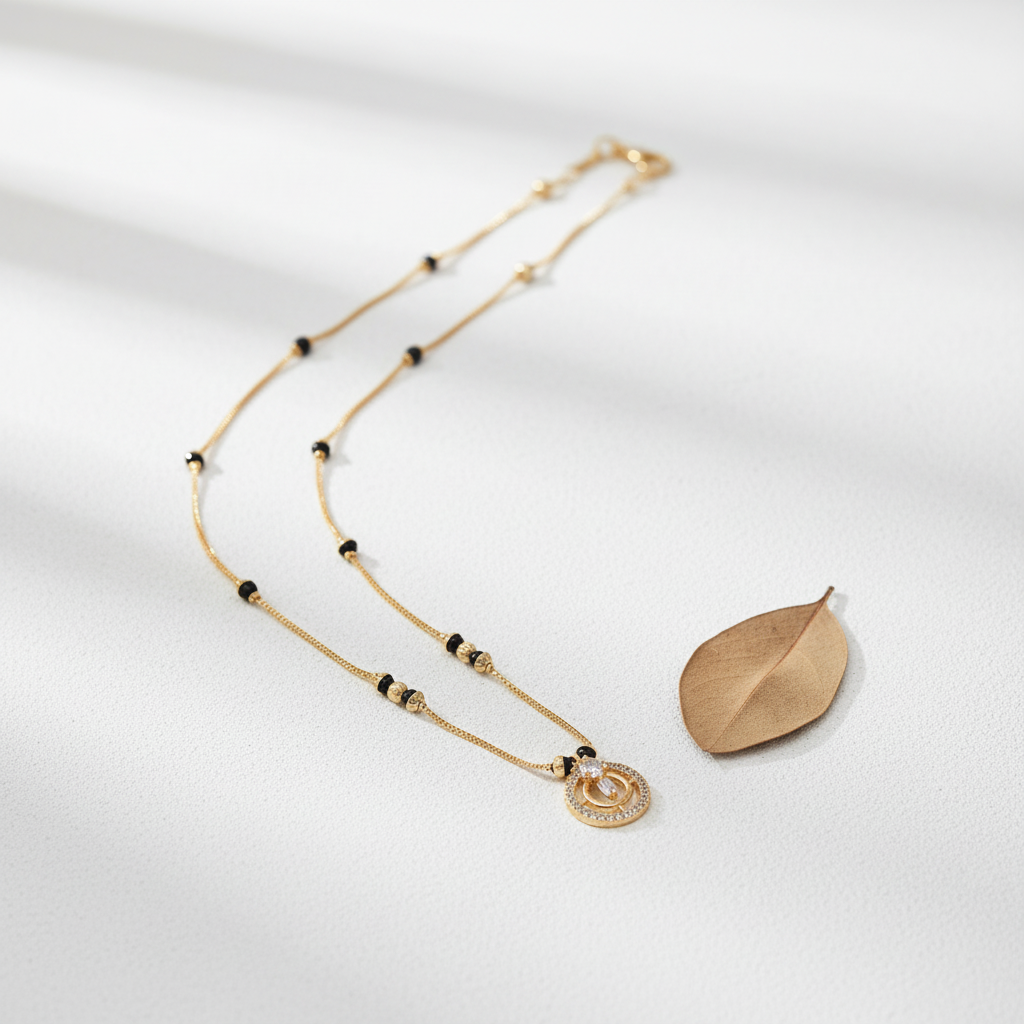 Radiant Aura Gold Plated Dual Ring Mangalsutra