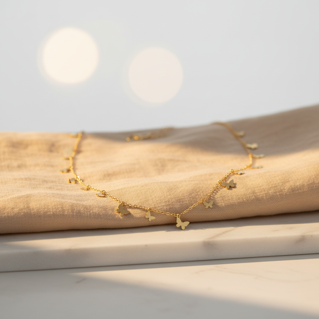 Golden Flutter Necklace – Minimal Butterfly Chain