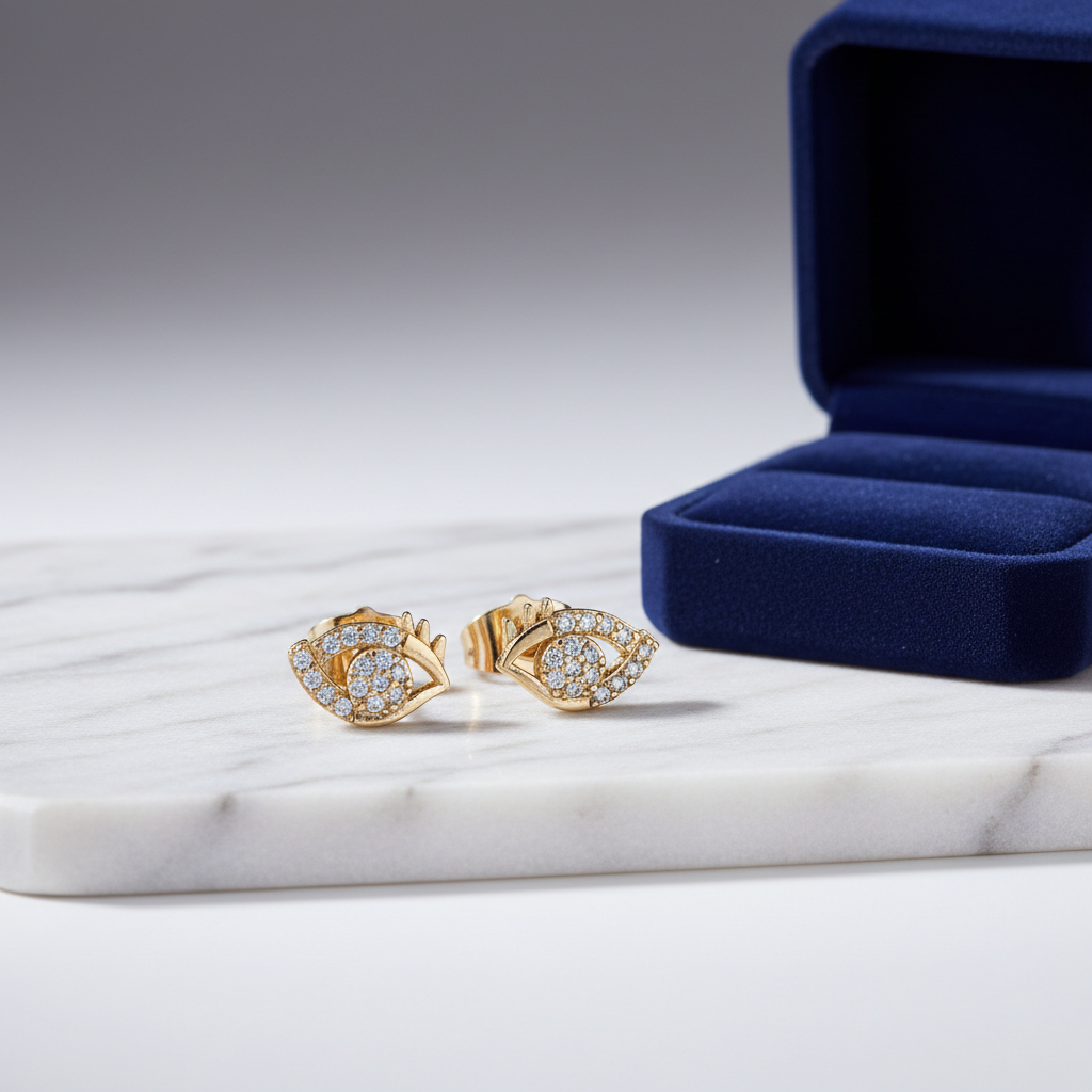 Evil Eye Crystal Stud Earrings