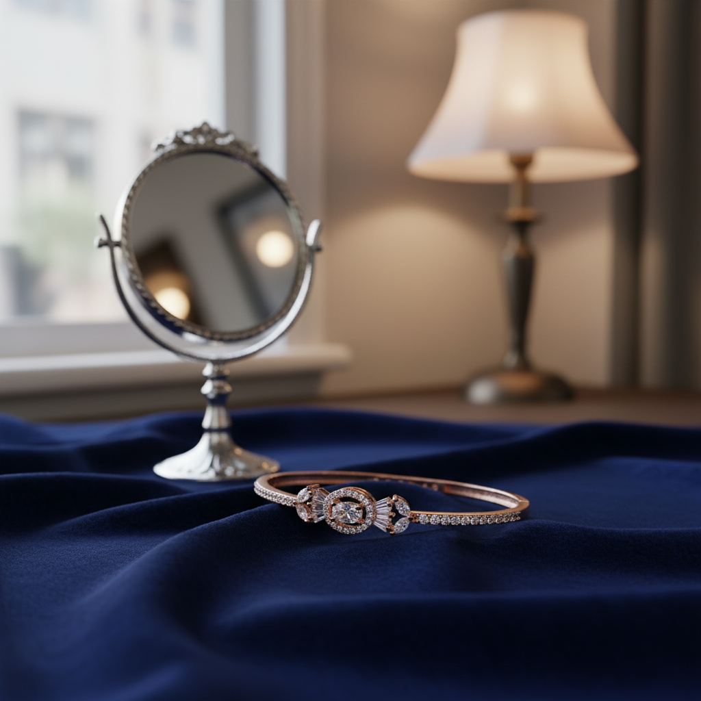 Rose Gold Oval Halo CZ Bangle