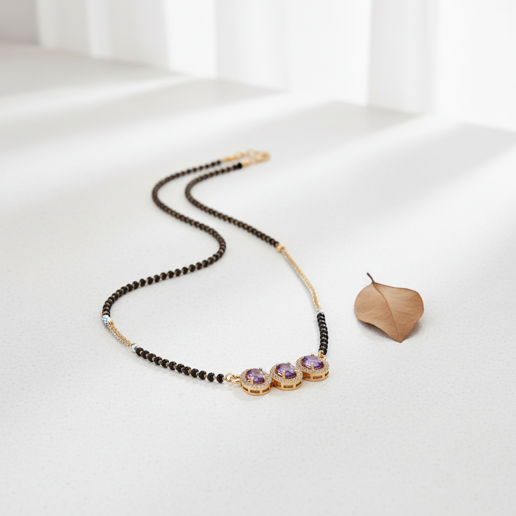 Royal Triple Amethyst Stone Mangalsutra